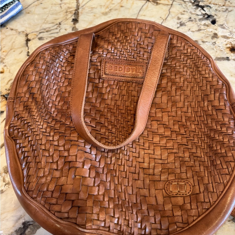 Bed Stu Tan Woven Leather Shoulder Bag